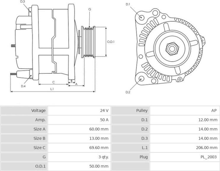 Mitsubishi A4TU9685 - Ģenerators www.autospares.lv