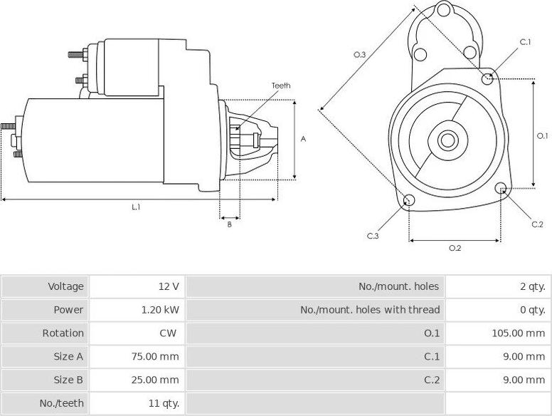 Mitsubishi M0T33771 - Starteris www.autospares.lv