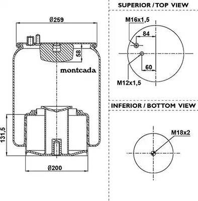 Montcada 0163065 - Pneimoatsperes spilvens, Pneimopiekare www.autospares.lv