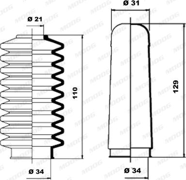 Moog K150007 - Putekļusargu komplekts, Stūres iekārta www.autospares.lv