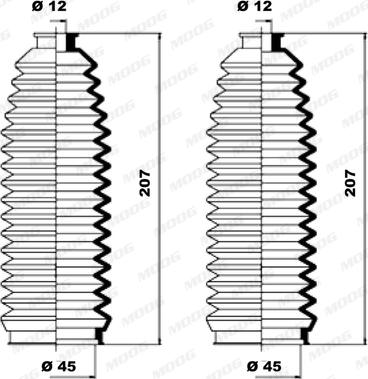 Moog K150080 - Putekļusargu komplekts, Stūres iekārta www.autospares.lv