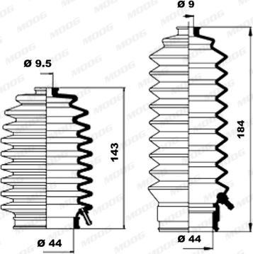 Moog K150155 - Putekļusargu komplekts, Stūres iekārta www.autospares.lv