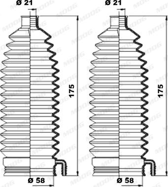 Moog K150225 - Putekļusargu komplekts, Stūres iekārta www.autospares.lv