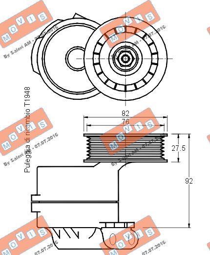 MOVIS AST1947 - Натяжитель, поликлиновый ремень www.autospares.lv