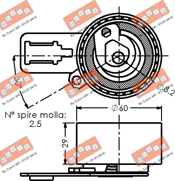 MOVIS AST3415 - Spriegotājrullītis, Gāzu sadales mehānisma piedziņas siksna www.autospares.lv