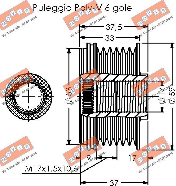 MOVIS AST3635 - Шкив генератора, муфта www.autospares.lv