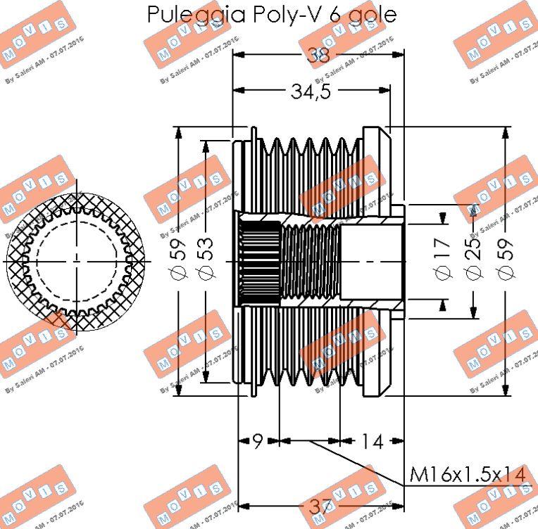 MOVIS AST3367 - Piedziņas skriemelis, Ģenerators autospares.lv