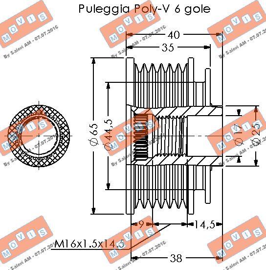 MOVIS AST3728 - Шкив генератора, муфта www.autospares.lv