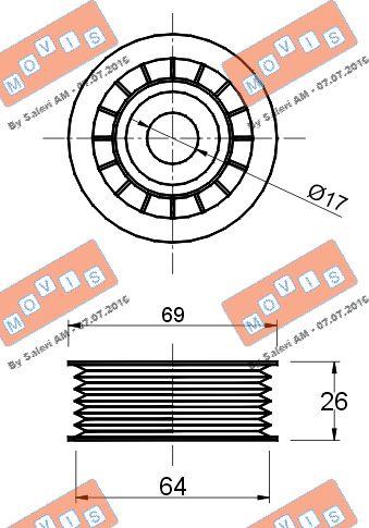 MOVIS AST2168 - Pulley, v-ribbed belt www.autospares.lv