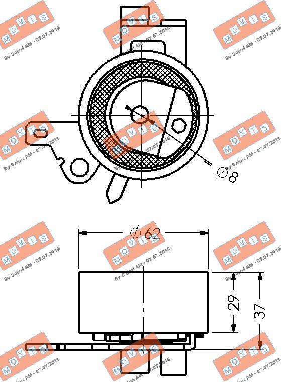 MOVIS AST2115 - Spriegotājrullītis, Gāzu sadales mehānisma piedziņas siksna www.autospares.lv