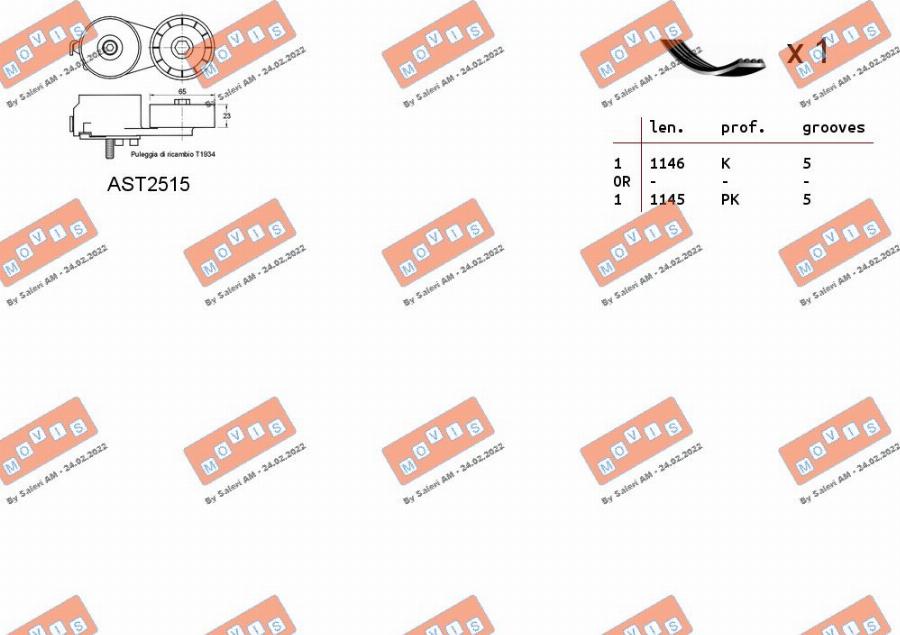 MOVIS ASTA0040 - Поликлиновый ременный комплект www.autospares.lv