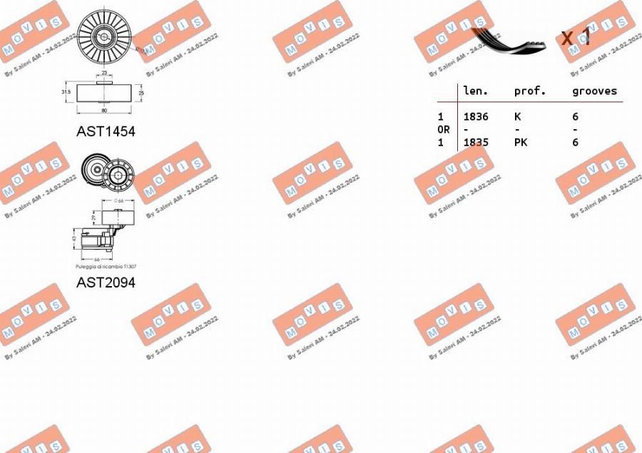 MOVIS ASTA0039 - Поликлиновый ременный комплект www.autospares.lv