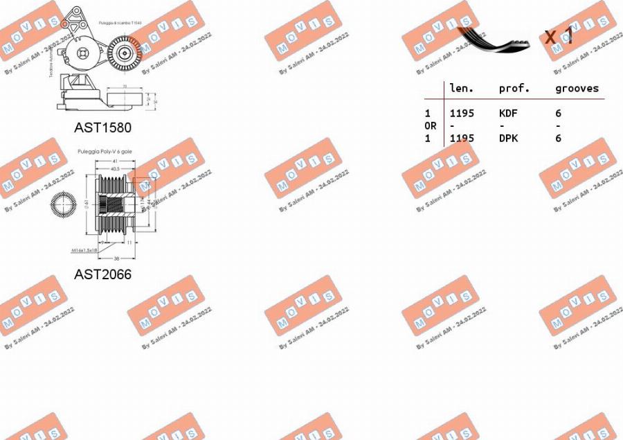 MOVIS ASTA0106 - Ķīļrievu siksnu komplekts www.autospares.lv