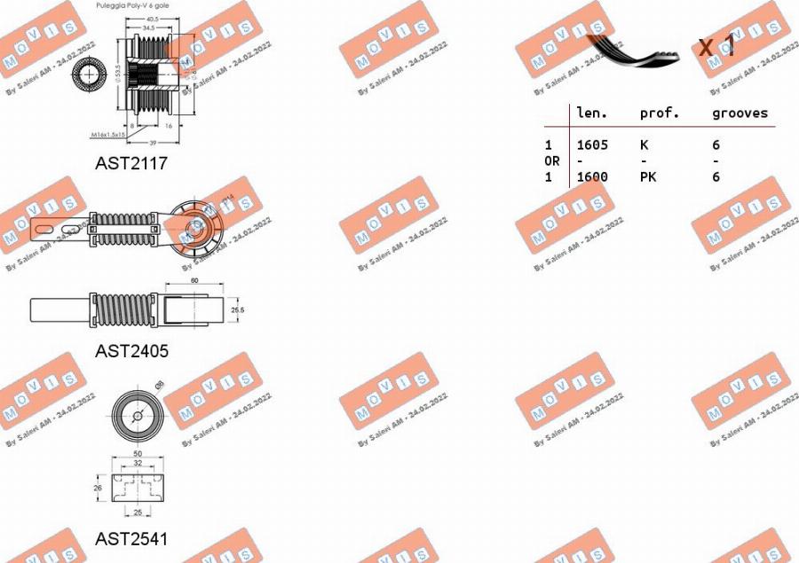 MOVIS ASTA0107 - Ķīļrievu siksnu komplekts www.autospares.lv