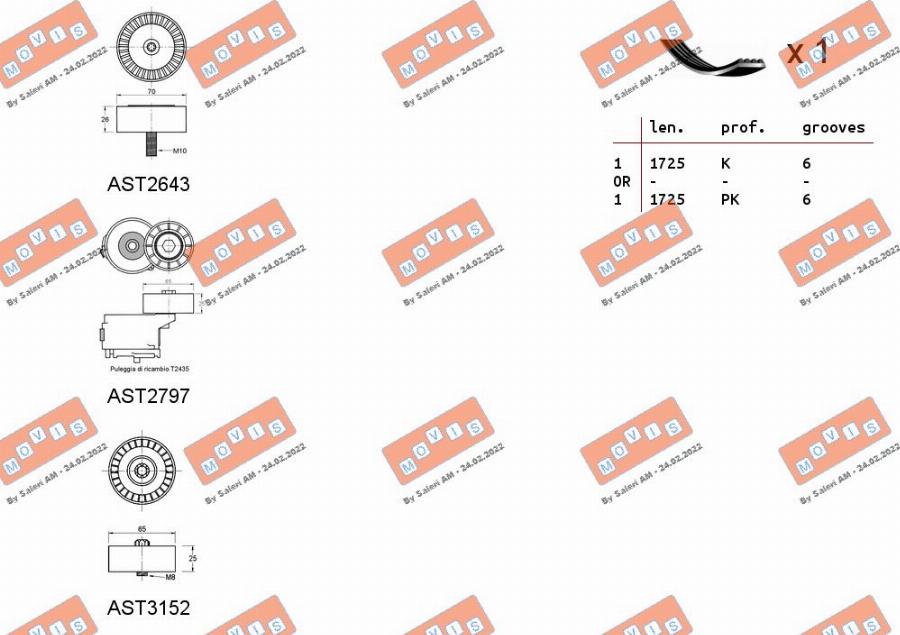 MOVIS ASTA0119 - Ķīļrievu siksnu komplekts www.autospares.lv