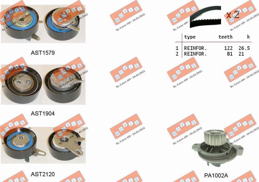 MOVIS ASTK0946PA - Water Pump & Timing Belt Set www.autospares.lv