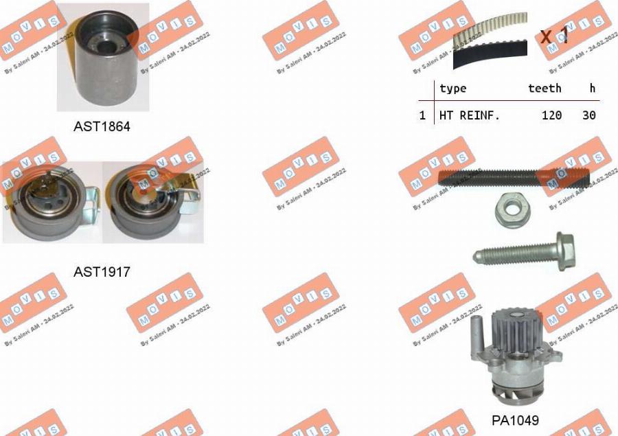 MOVIS ASTK0940PA2 - Water Pump & Timing Belt Set www.autospares.lv