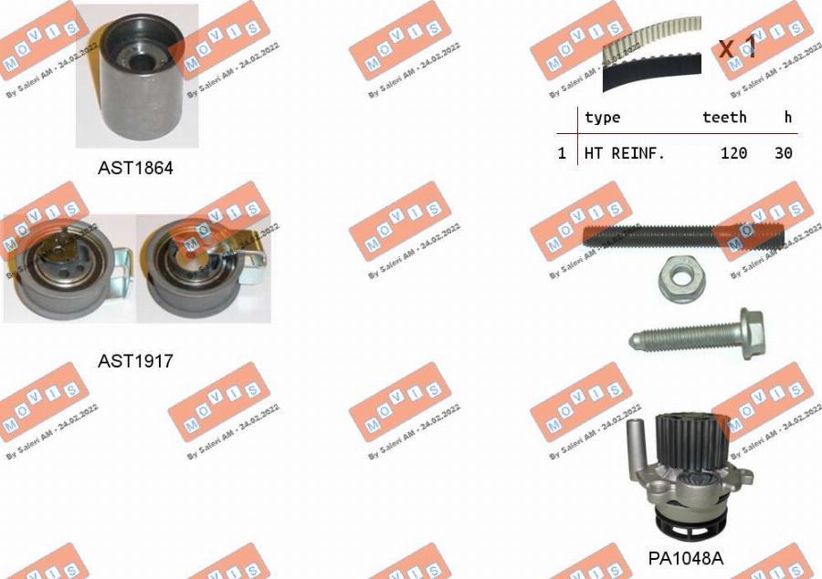 MOVIS ASTK0940PA - Water Pump & Timing Belt Set www.autospares.lv