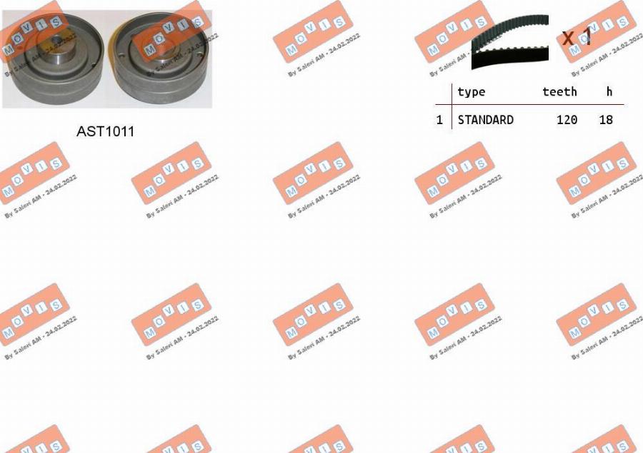 MOVIS ASTK0963 - Комплект зубчатого ремня ГРМ www.autospares.lv