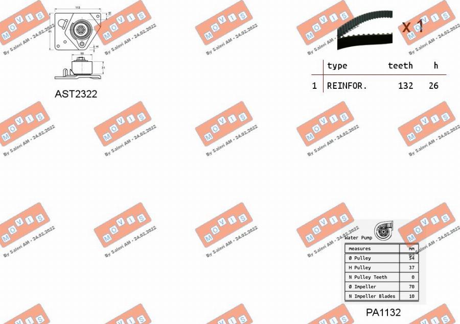 MOVIS ASTK0916PA - Ūdenssūknis + Zobsiksnas komplekts www.autospares.lv