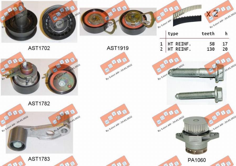 MOVIS ASTK0939PA2 - Water Pump & Timing Belt Set www.autospares.lv