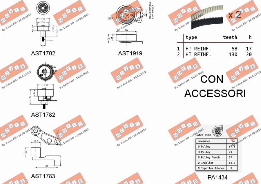 MOVIS ASTK0939PA - Водяной насос + комплект зубчатого ремня ГРМ www.autospares.lv