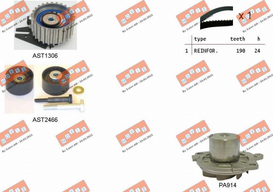 MOVIS ASTK0936PA - Ūdenssūknis + Zobsiksnas komplekts www.autospares.lv