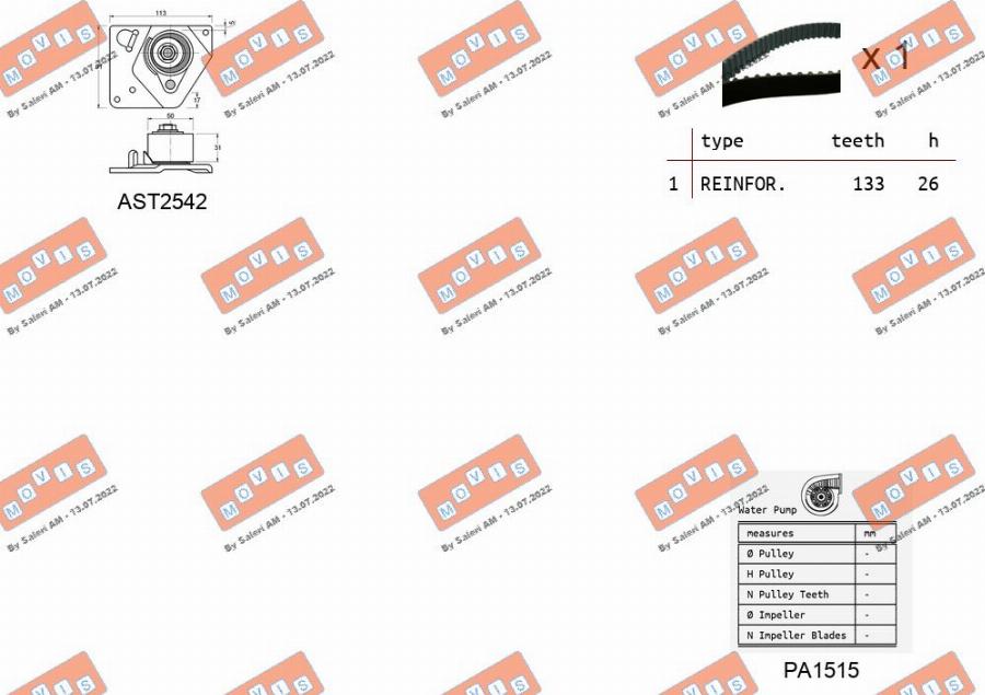 MOVIS ASTK0931PA2 - Ūdenssūknis + Zobsiksnas komplekts www.autospares.lv