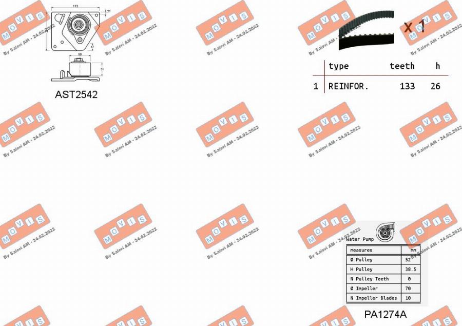 MOVIS ASTK0931PA - Ūdenssūknis + Zobsiksnas komplekts autospares.lv