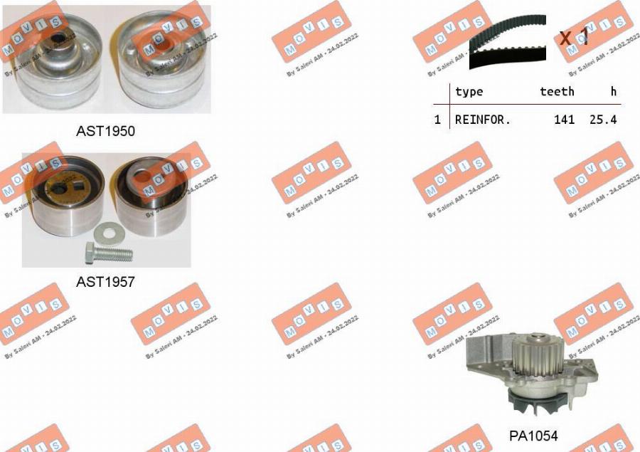 MOVIS ASTK0937PA - Water Pump & Timing Belt Set www.autospares.lv