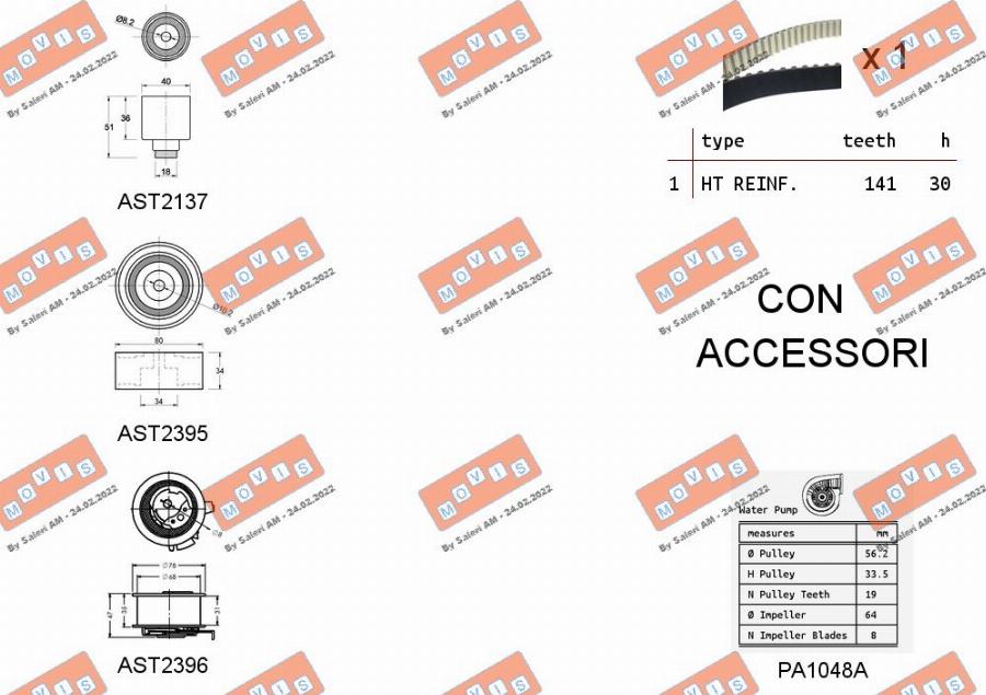 MOVIS ASTK0929PA - Ūdenssūknis + Zobsiksnas komplekts www.autospares.lv