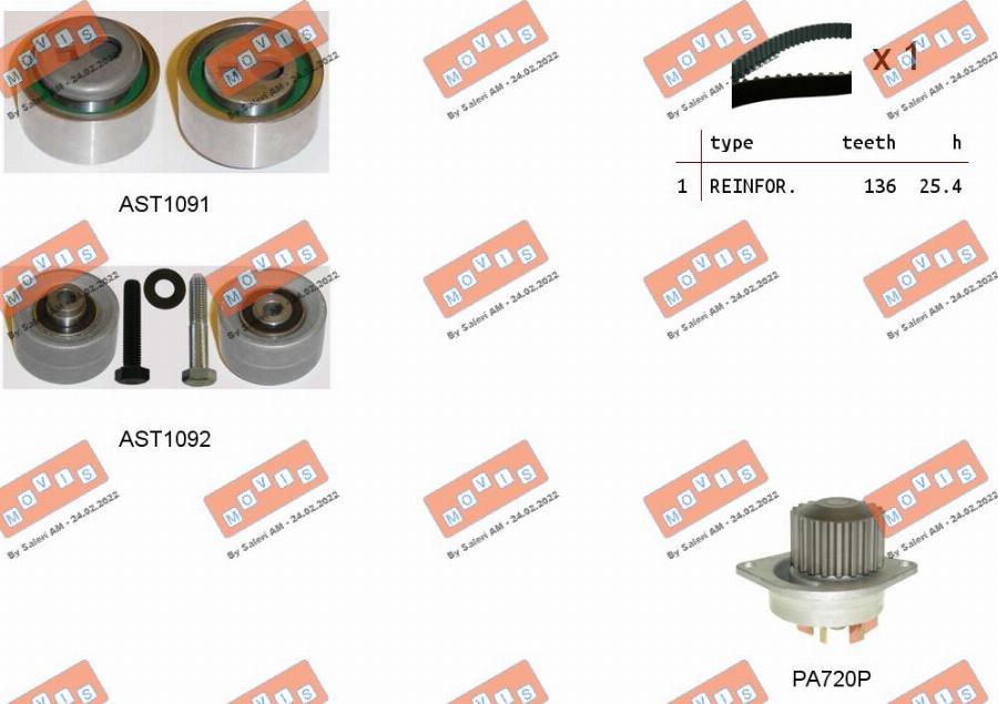 MOVIS ASTK0898PA - Water Pump & Timing Belt Set www.autospares.lv