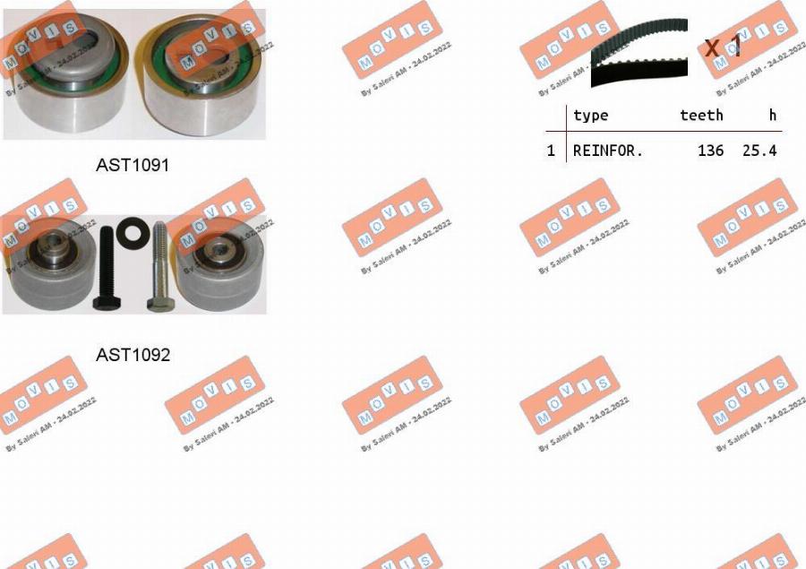 MOVIS ASTK0898 - Timing Belt Set www.autospares.lv