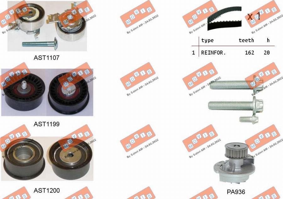 MOVIS ASTK0848PA - Water Pump & Timing Belt Set www.autospares.lv