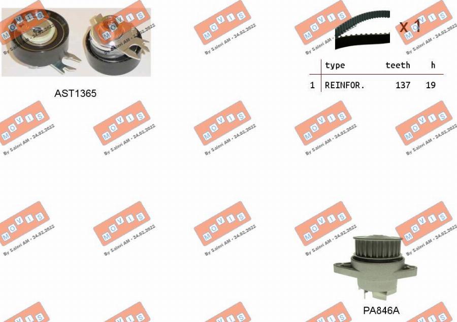 MOVIS ASTK0854PA - Water Pump & Timing Belt Set www.autospares.lv