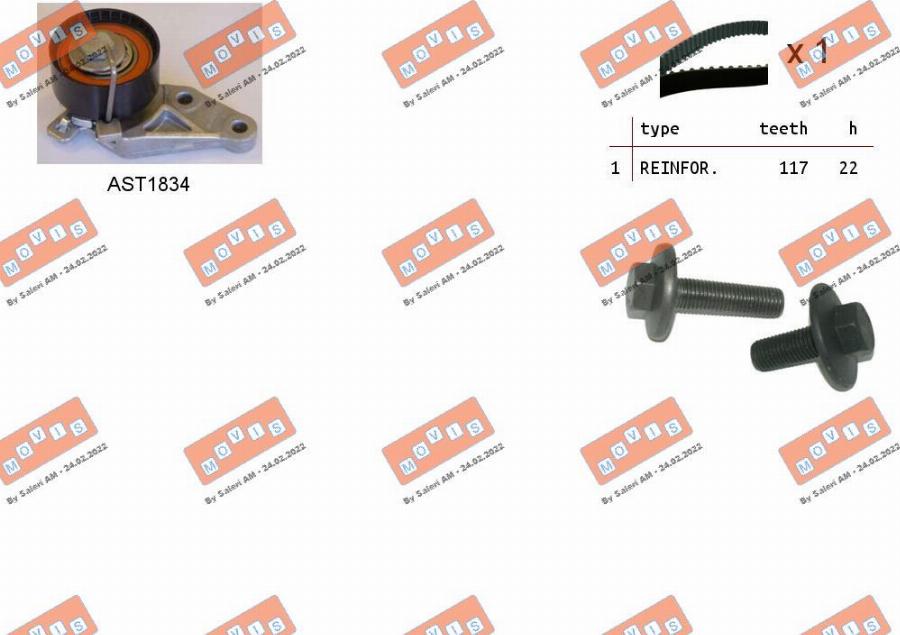 MOVIS ASTK0855 - Комплект зубчатого ремня ГРМ www.autospares.lv