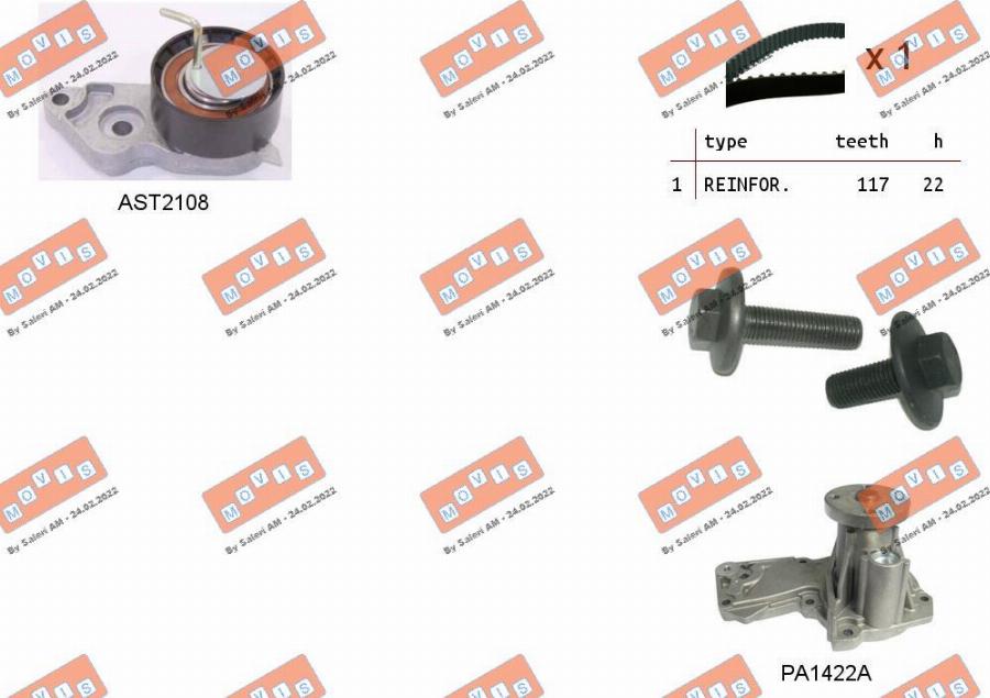 MOVIS ASTK0869PA2 - Ūdenssūknis + Zobsiksnas komplekts www.autospares.lv