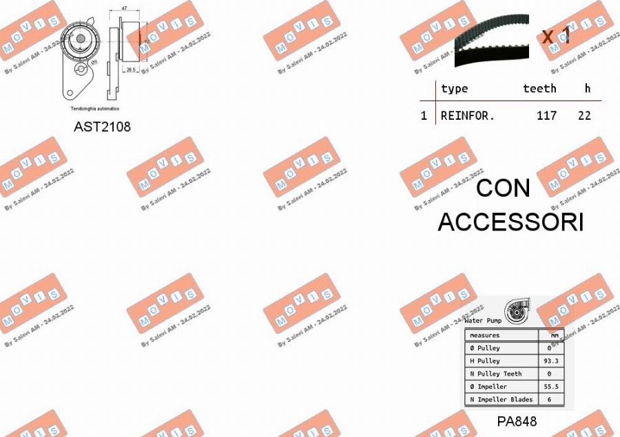 MOVIS ASTK0869PA - Ūdenssūknis + Zobsiksnas komplekts www.autospares.lv