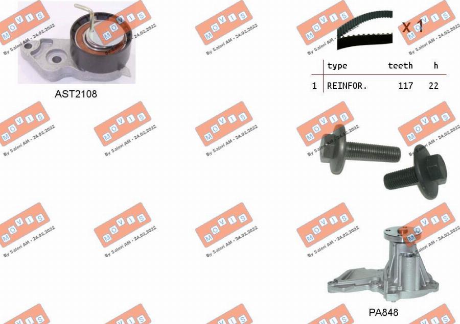 MOVIS ASTK0869PA - Ūdenssūknis + Zobsiksnas komplekts www.autospares.lv