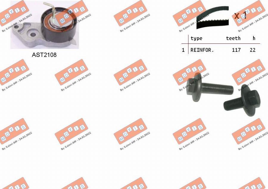 MOVIS ASTK0869 - Комплект зубчатого ремня ГРМ www.autospares.lv