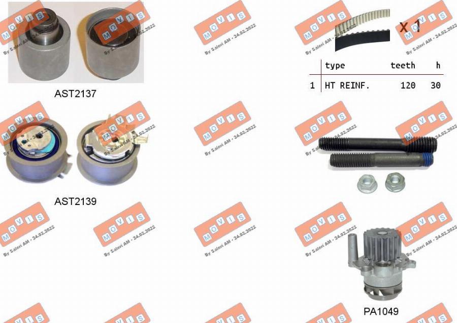 MOVIS ASTK0867PA3 - Water Pump & Timing Belt Set www.autospares.lv