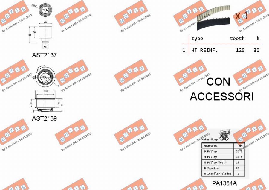 MOVIS ASTK0867PA2 - Ūdenssūknis + Zobsiksnas komplekts autospares.lv