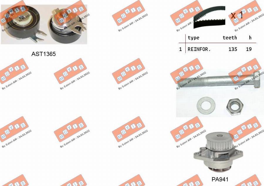 MOVIS ASTK0815PA2 - Water Pump & Timing Belt Set www.autospares.lv