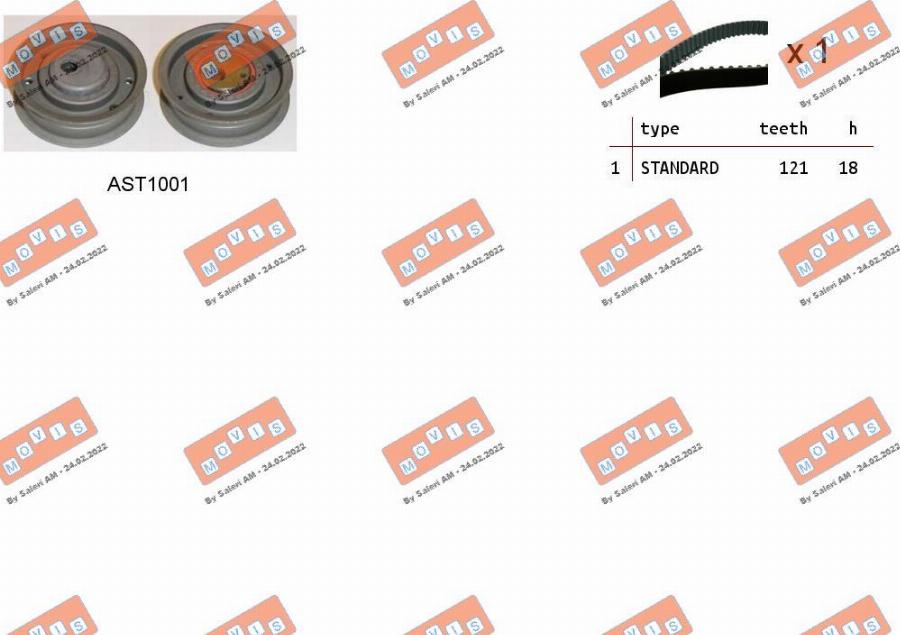 MOVIS ASTK0816 - Комплект зубчатого ремня ГРМ www.autospares.lv