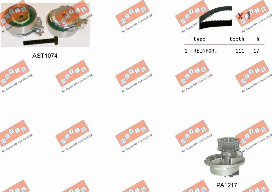 MOVIS ASTK0813PA2 - Water Pump & Timing Belt Set www.autospares.lv