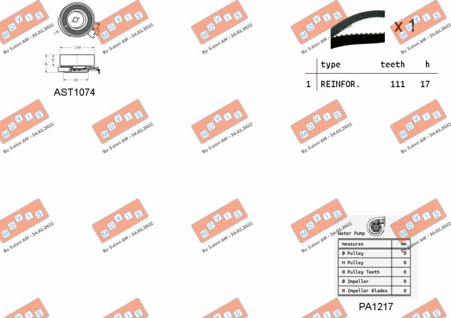 MOVIS ASTK0813PA2 - Ūdenssūknis + Zobsiksnas komplekts www.autospares.lv