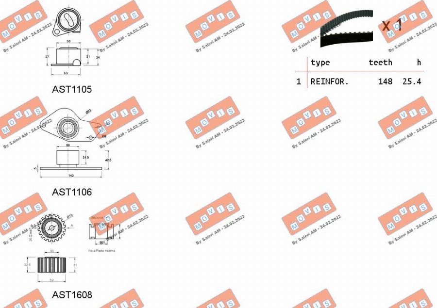 MOVIS ASTK0885 - Комплект зубчатого ремня ГРМ www.autospares.lv