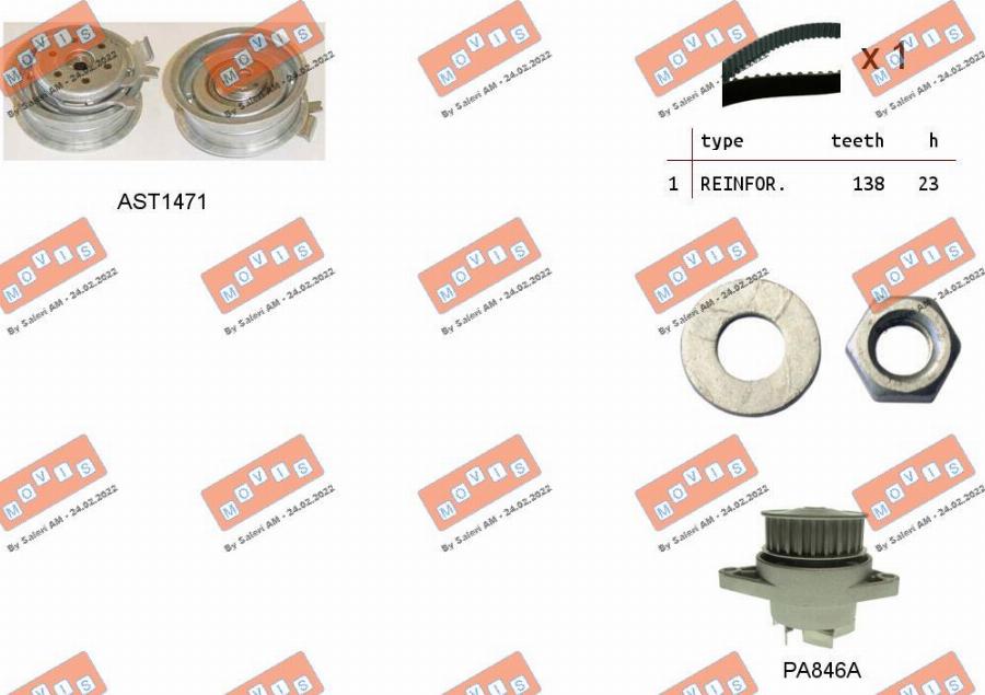 MOVIS ASTK0821PA2 - Ūdenssūknis + Zobsiksnas komplekts autospares.lv