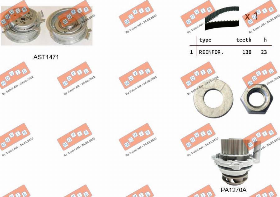 MOVIS ASTK0821PA - Water Pump & Timing Belt Set www.autospares.lv