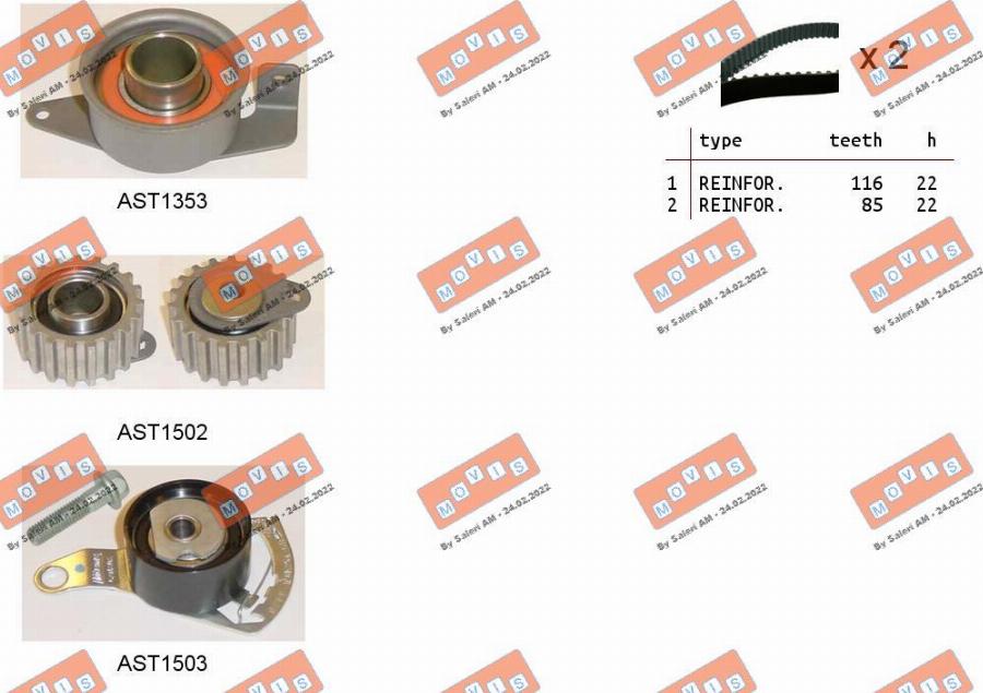 MOVIS ASTK0822 - Timing Belt Set www.autospares.lv